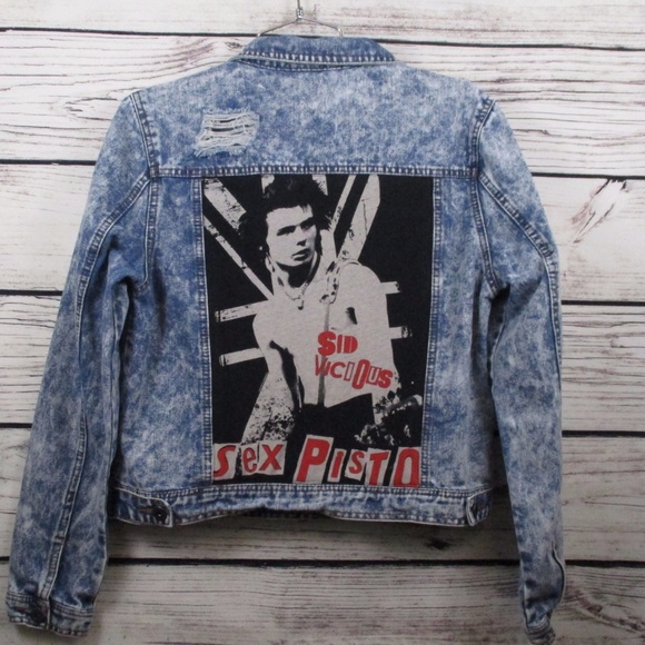 Custom Jackets & Blazers - Sex Pistols Sid Vicious Jean Jacket Stone Washed